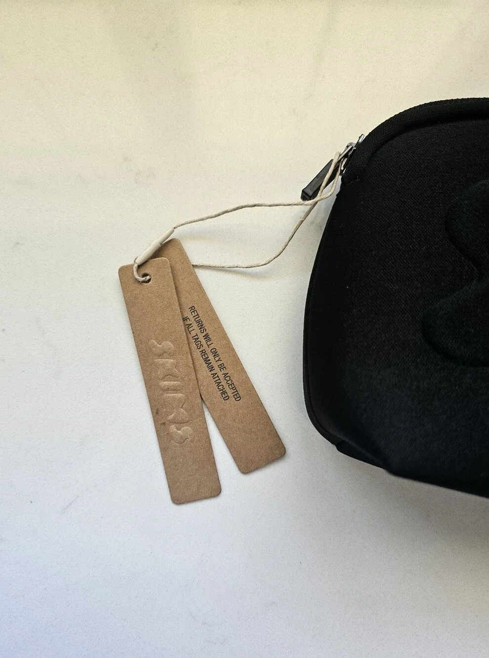Skims Black Embossed Loho Neoprene Pouch Cosmetic Swim Beach Bag